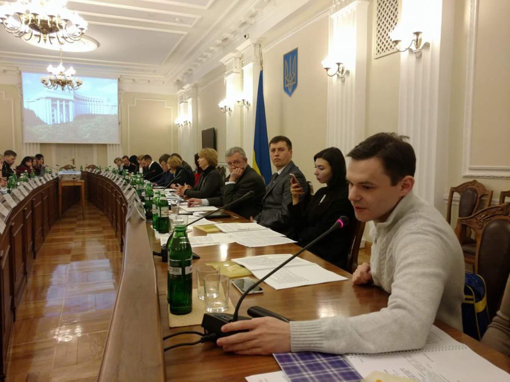 Photo: Andrii Chernyshev participates in the discussions of the National Council on TB abd HIV/AIDS.
