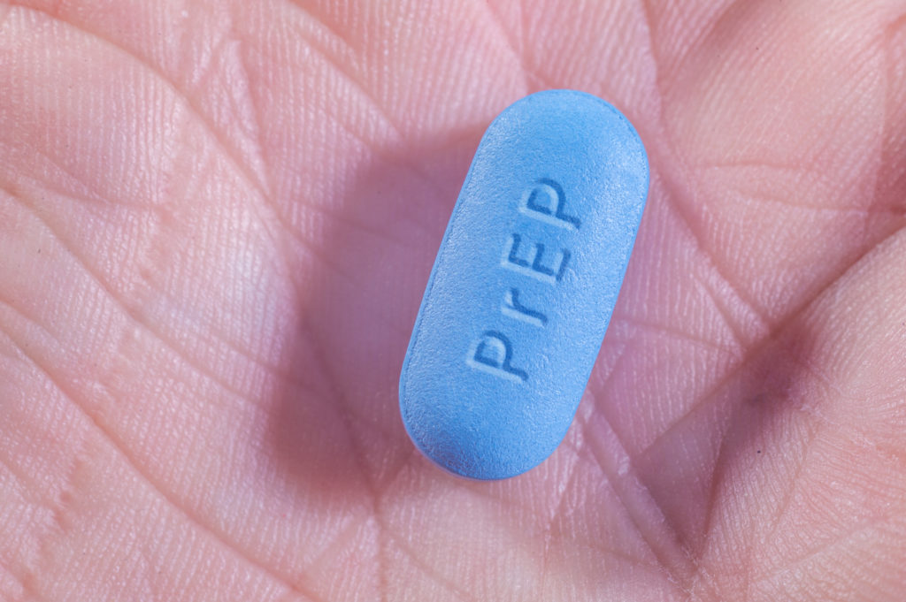 Pills for Pre-Exposure Prophylaxis (PrEP) to prevent HIV with PrEP acronym engraved